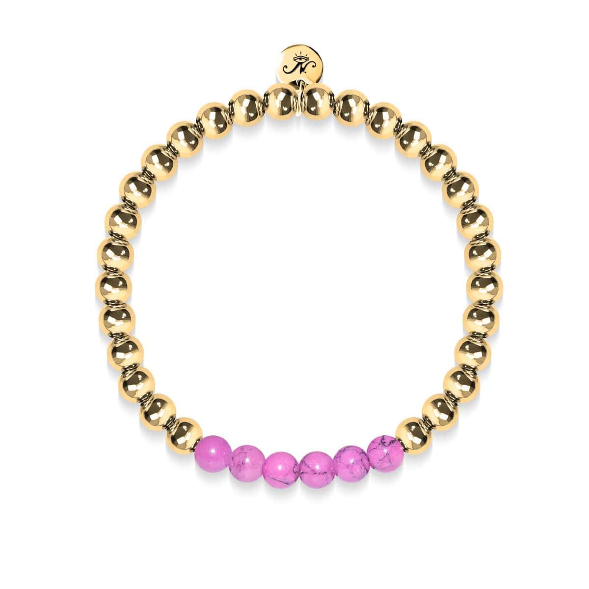 Glückselig | 18 Karat Gold | Lila Türkis | Edelstein-Ausdrucksarmband